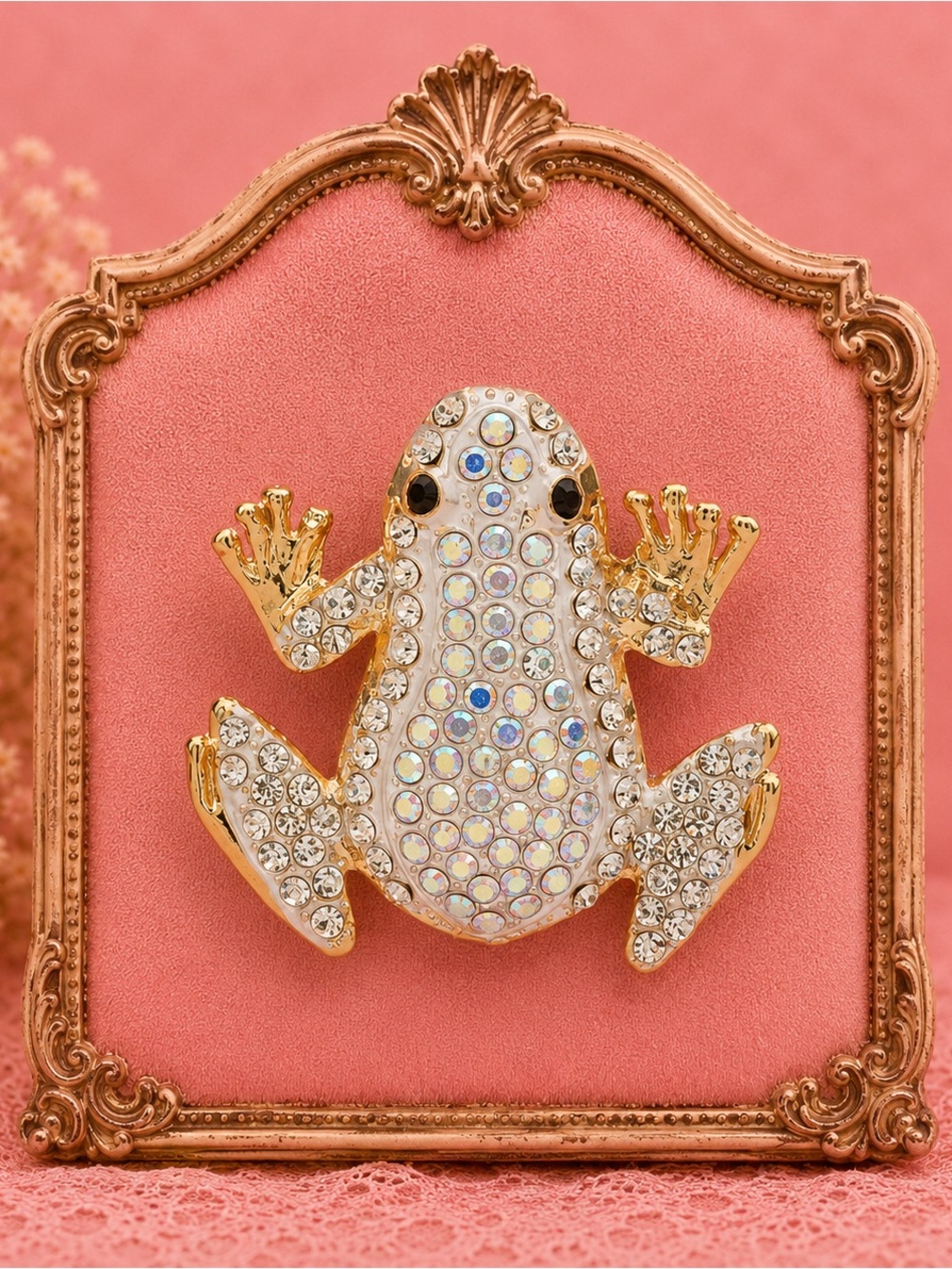Cute Frog Sparkling Whimsical Brooch